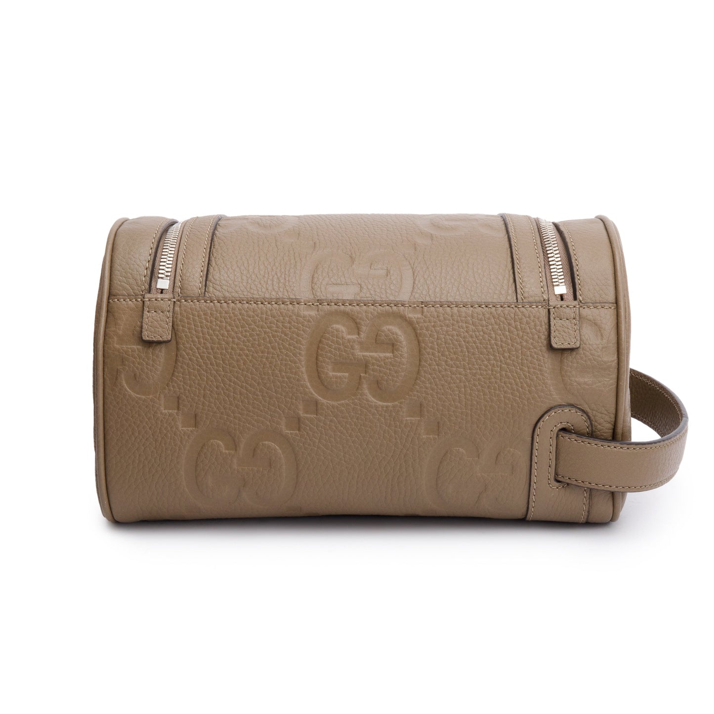 Gucci Taupe Jumbo GG Embossed Calfskin Leather Toiletry Case