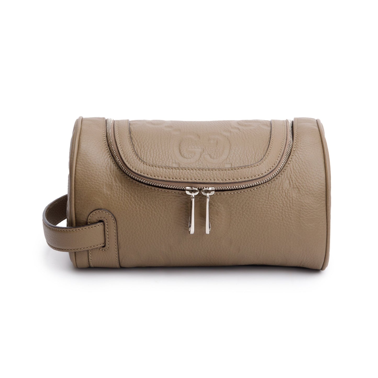 Gucci Taupe Jumbo GG Embossed Calfskin Leather Toiletry Case