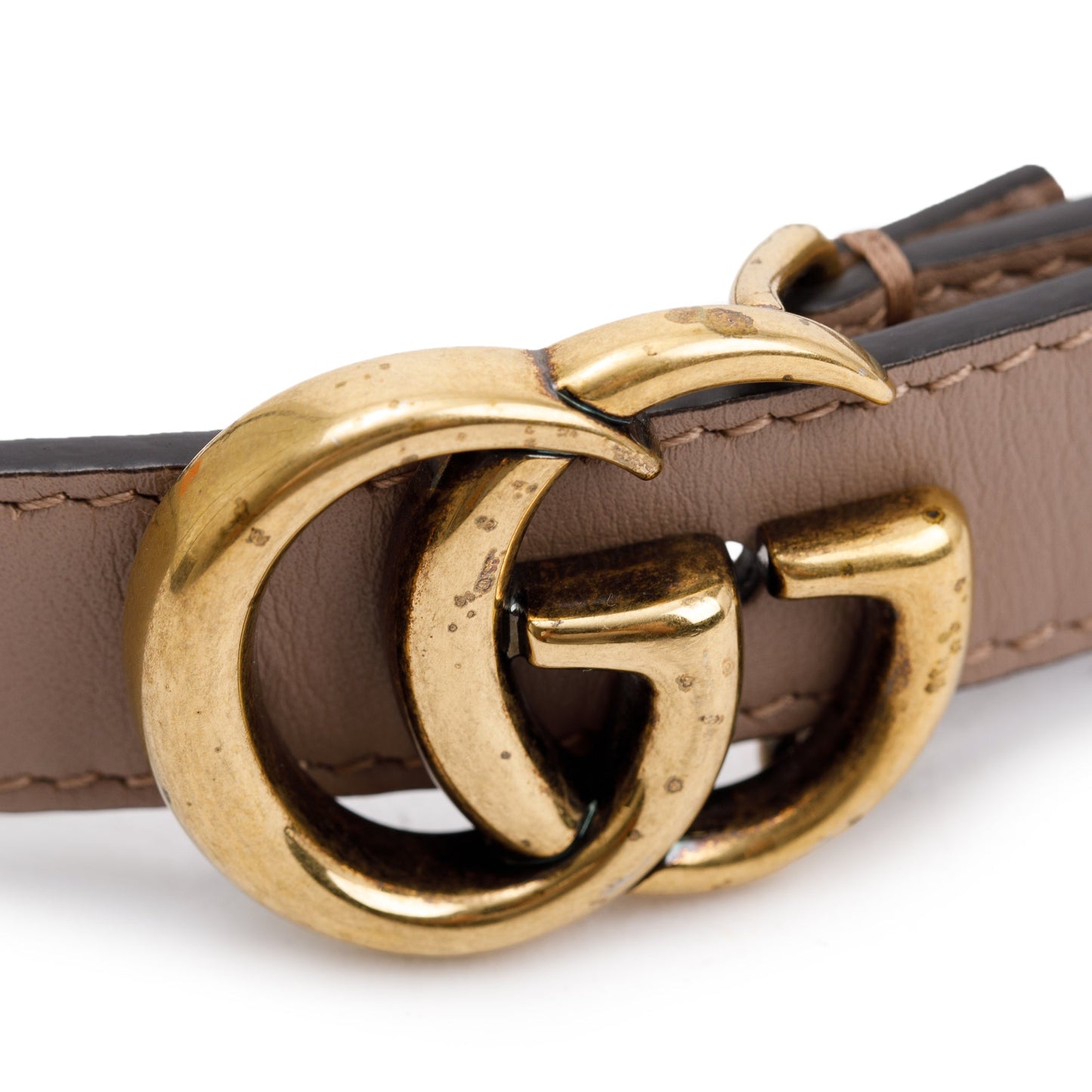 Gucci Thin Beige Leather Belt with Double G Buckle, 85 34