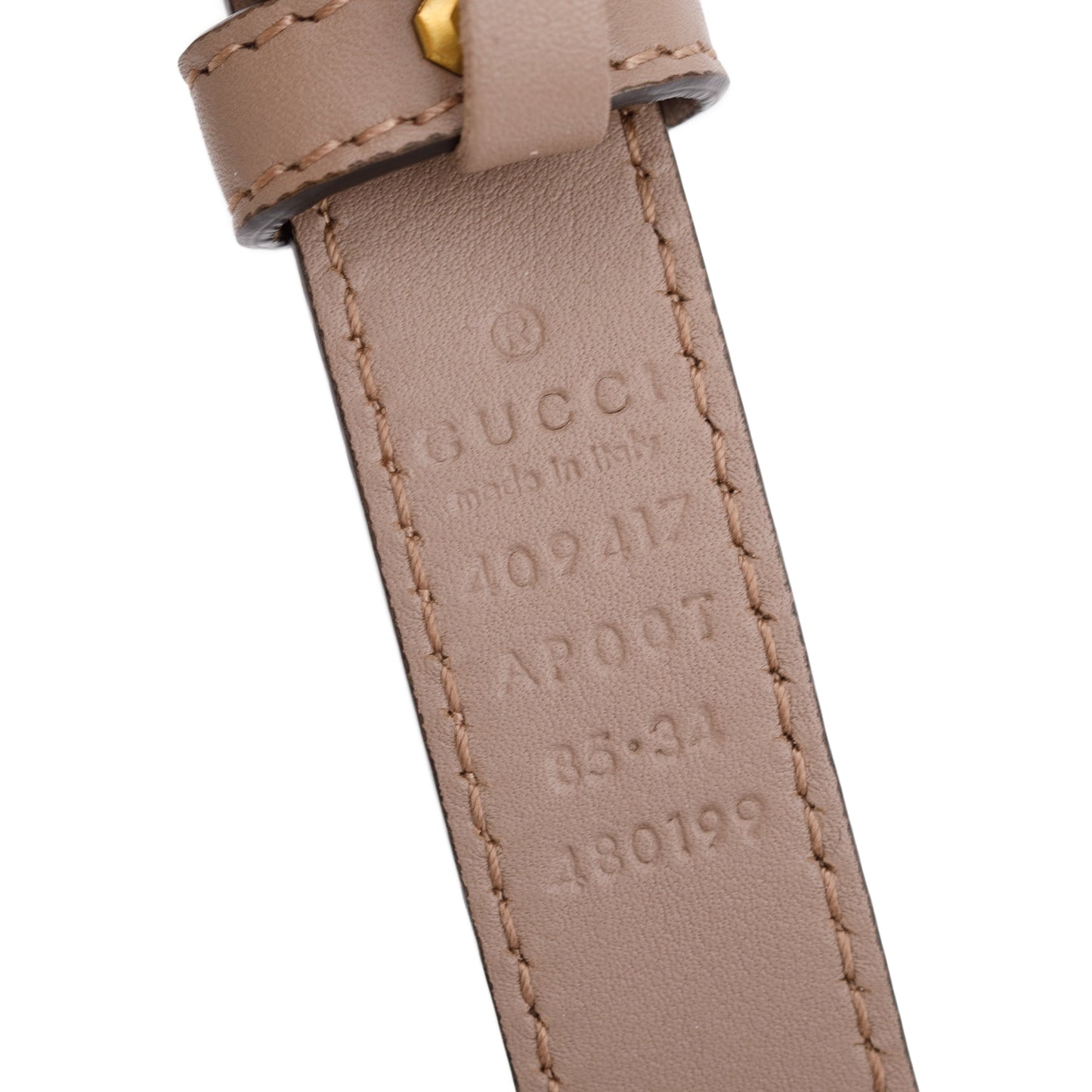 Gucci Thin Beige Leather Belt with Double G Buckle, 85 34