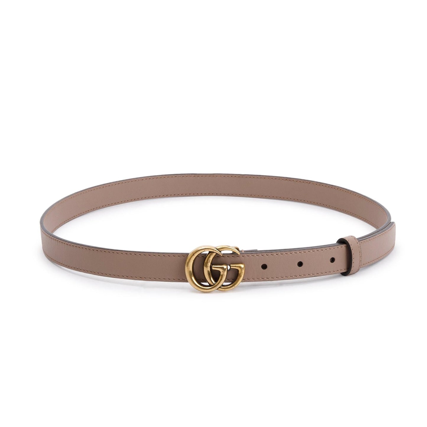 Gucci Thin Beige Leather Belt with Double G Buckle, 85 34
