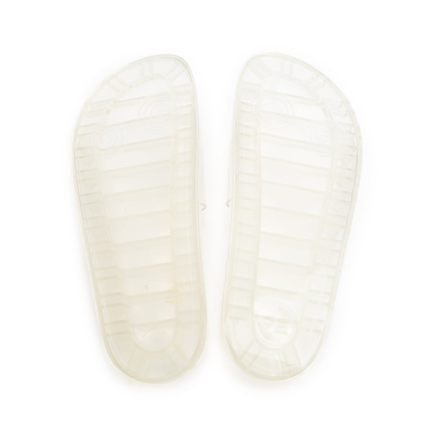Gucci Transparent Rubber Logo Slides, Size 11