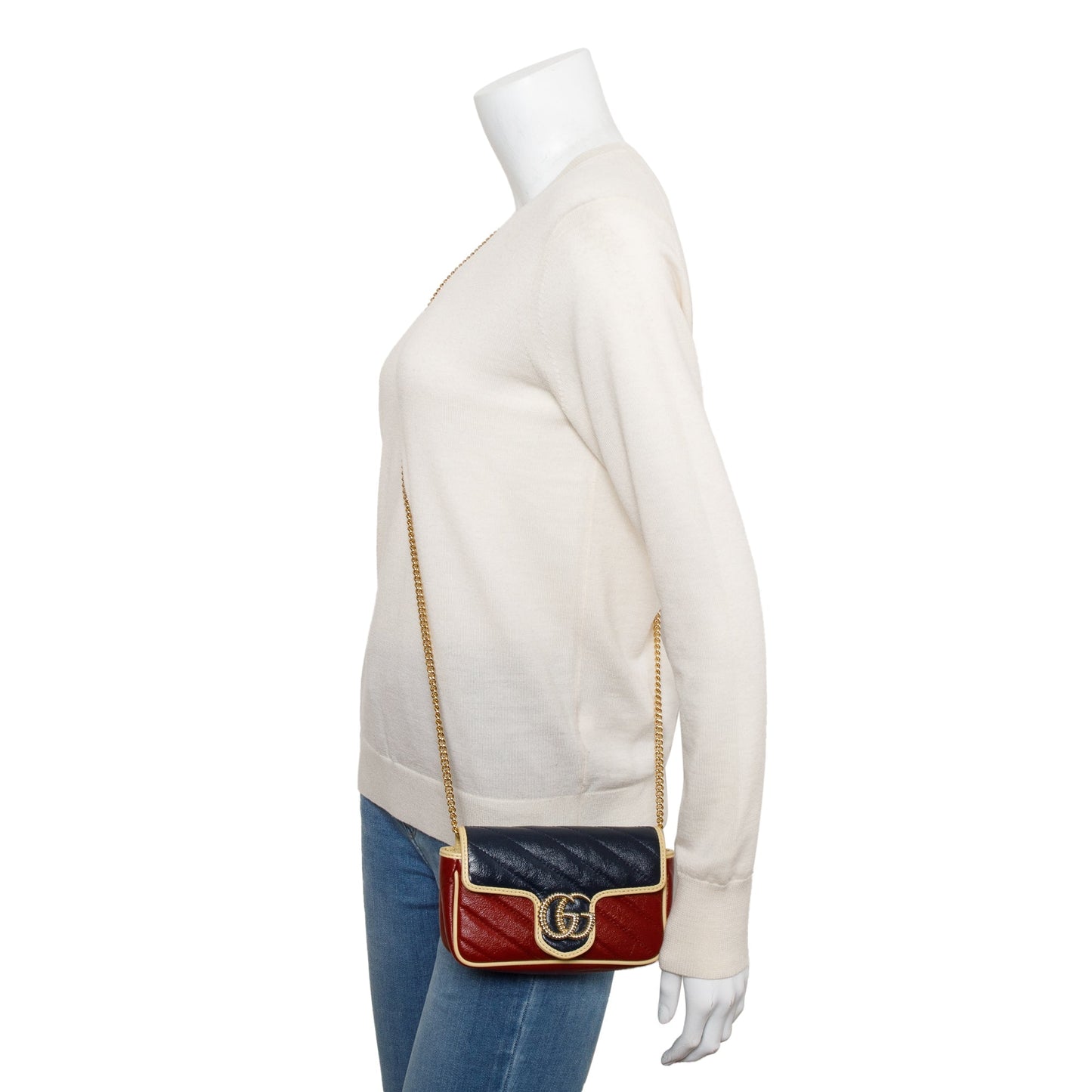 Gucci Tricolor GG Marmont Matelasse Leather Torchon Super Mini Bag