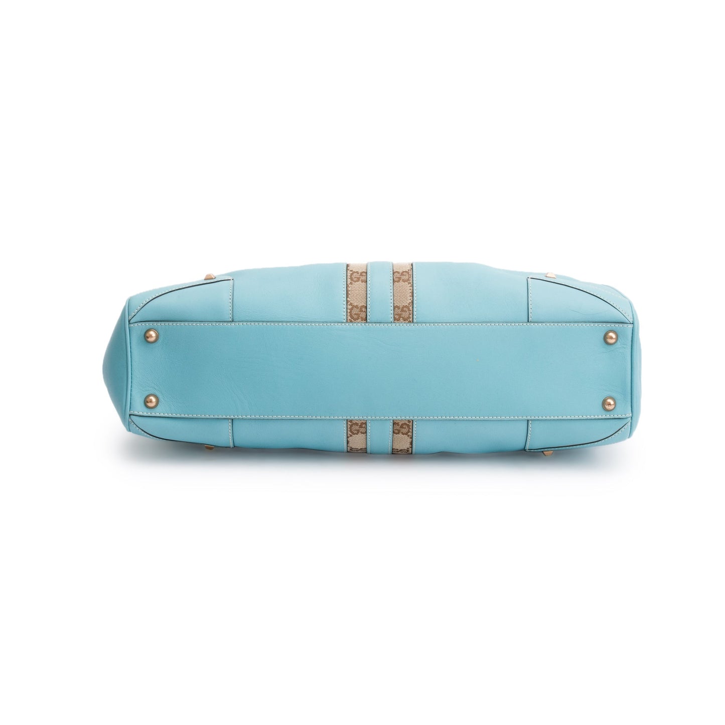 Gucci Turquoise Leather Large Nailhead Jackie Bardot Bag