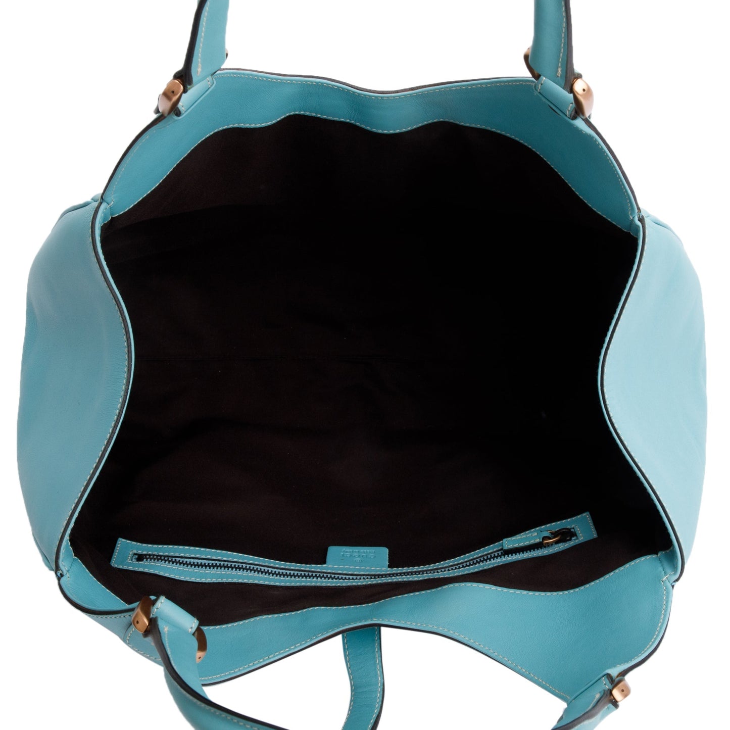 Gucci Turquoise Leather Large Nailhead Jackie Bardot Bag