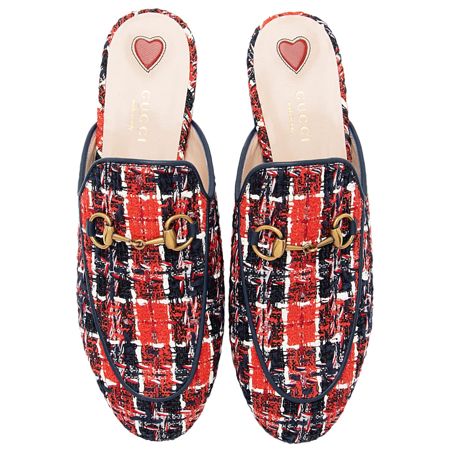 Gucci Tweed Check Horsebit Princeton Mules - Size 7.5 / 37.5 (SHF-N9Ms7t)