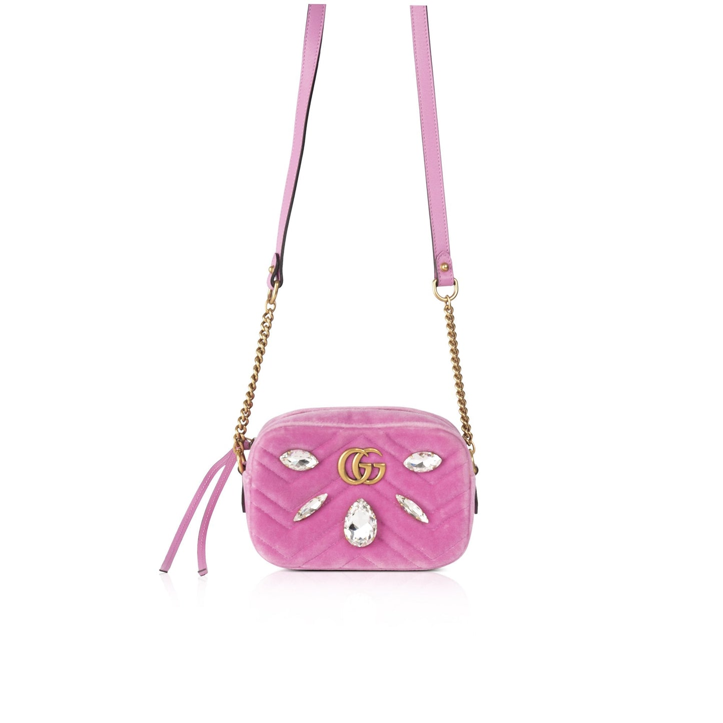 Gucci Velvet Crystal GG Marmont Matelasse Mini Bag