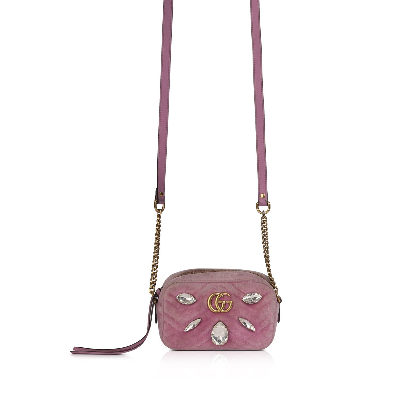 Gucci Velvet Crystal GG Marmont Matelasse Mini Bag