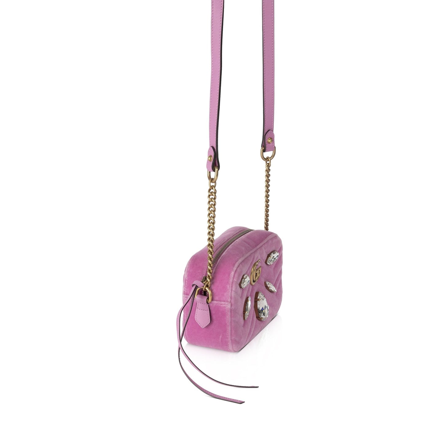 Gucci Velvet Crystal GG Marmont Matelasse Mini Bag