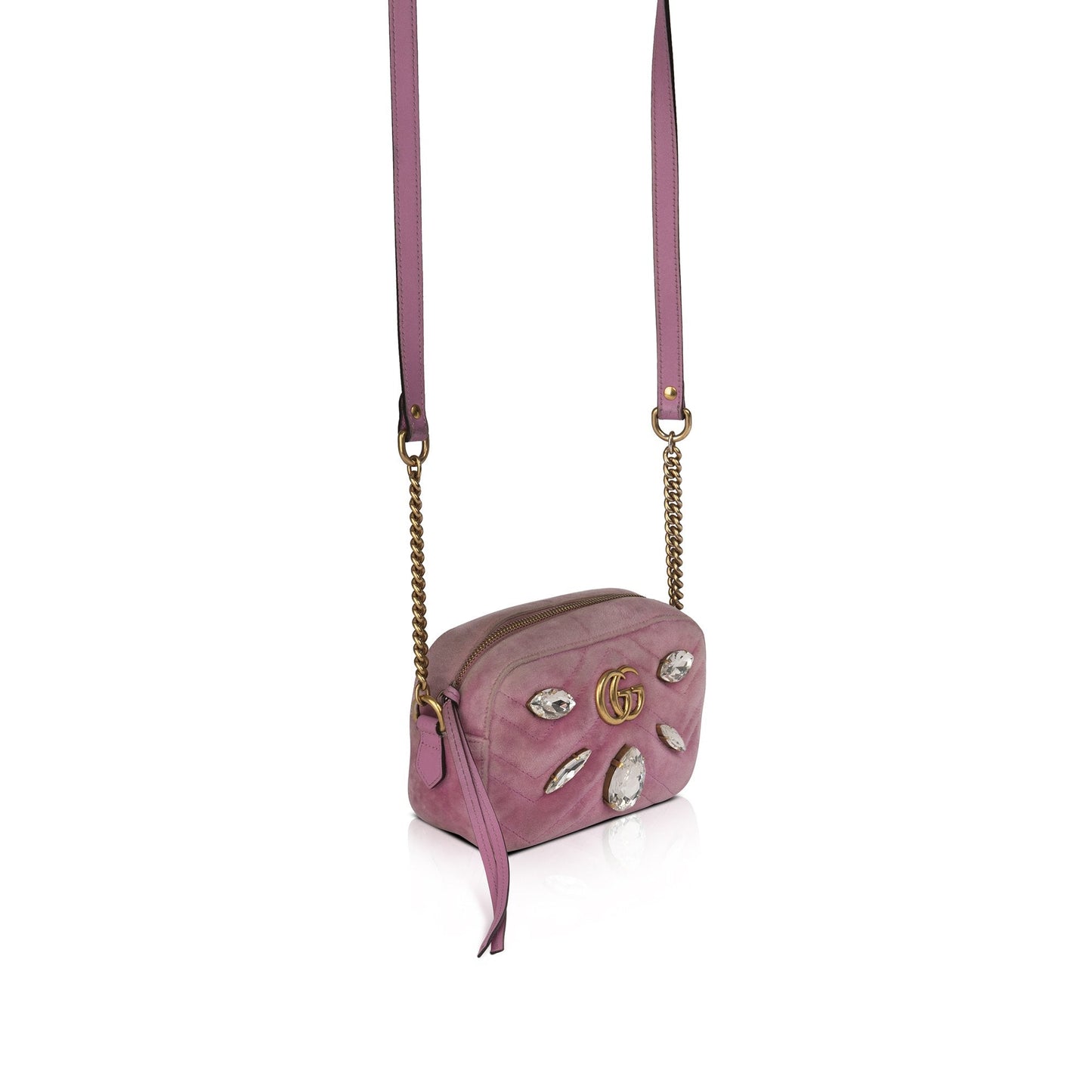 Gucci Velvet Crystal GG Marmont Matelasse Mini Bag