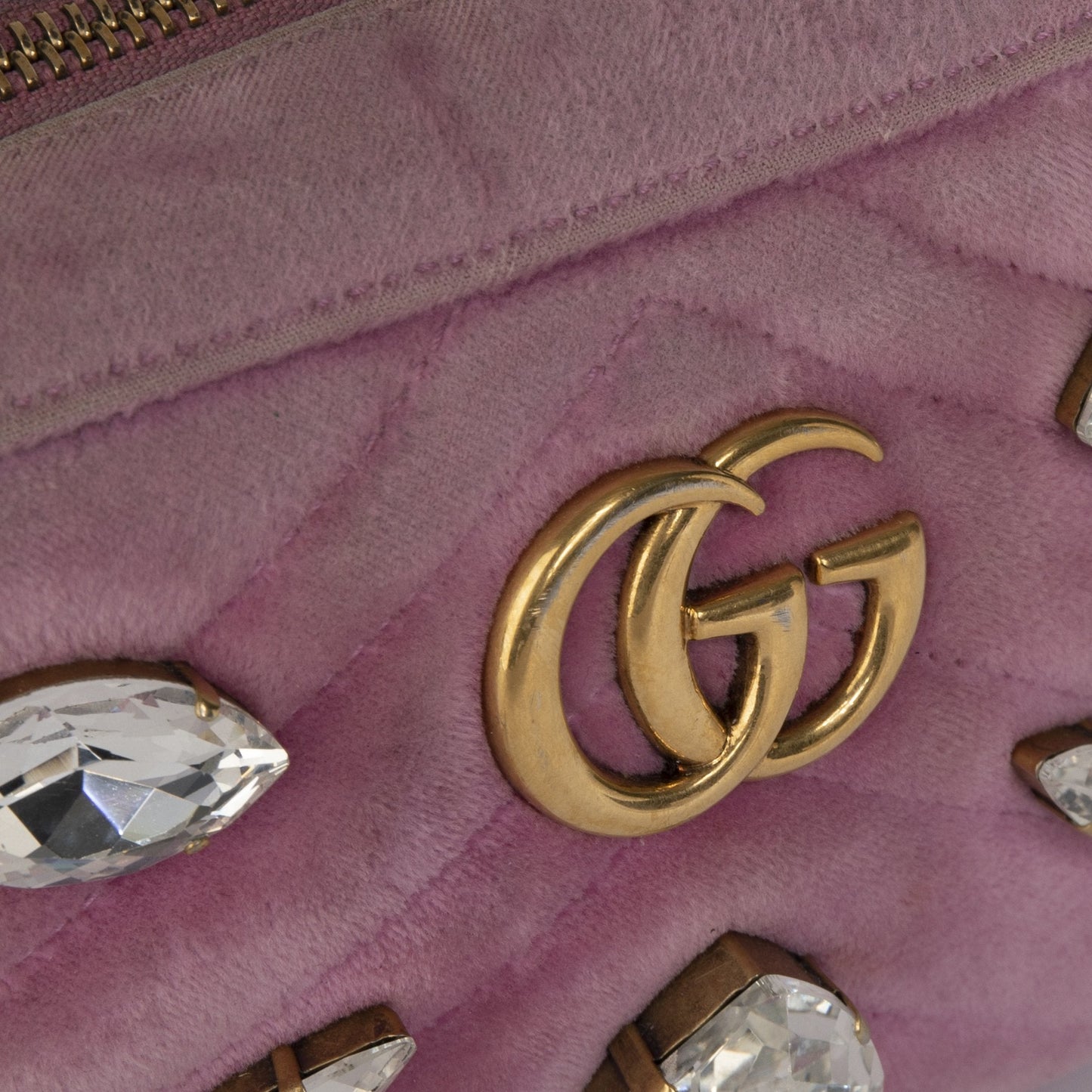 Gucci Velvet Crystal GG Marmont Matelasse Mini Bag
