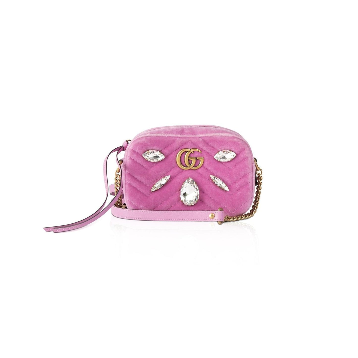 Gucci Velvet Crystal GG Marmont Matelasse Mini Bag