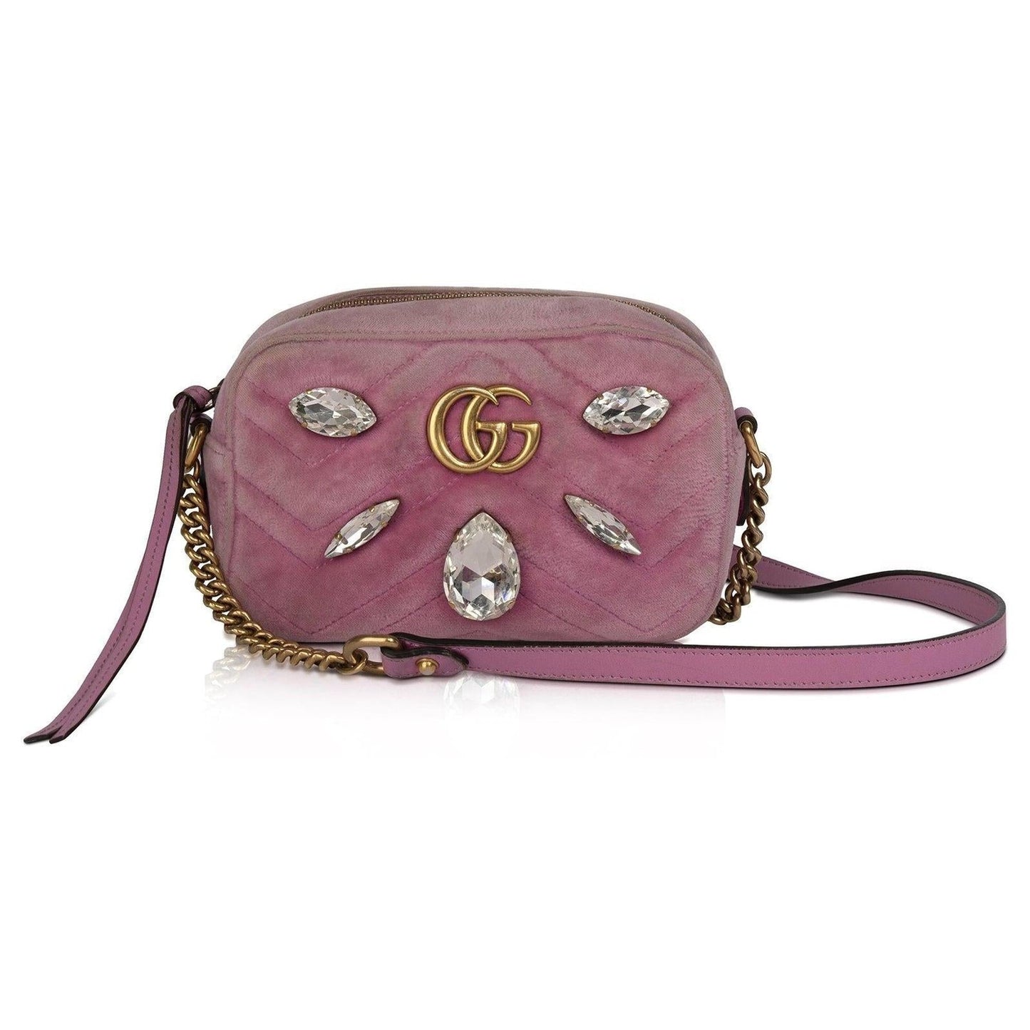 Gucci Velvet Crystal GG Marmont Matelasse Mini Bag