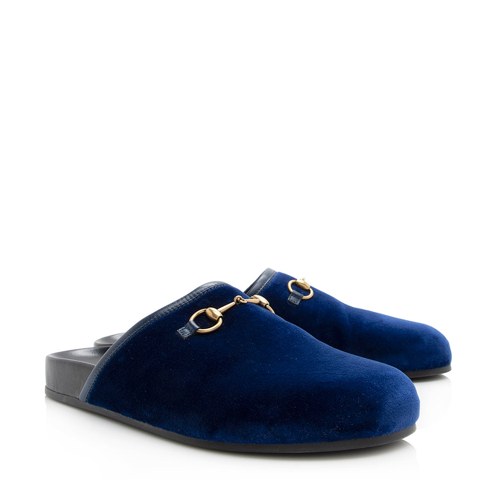 Gucci Velvet Horsebit Mules - Size 8 / 38 (SHF-20894)