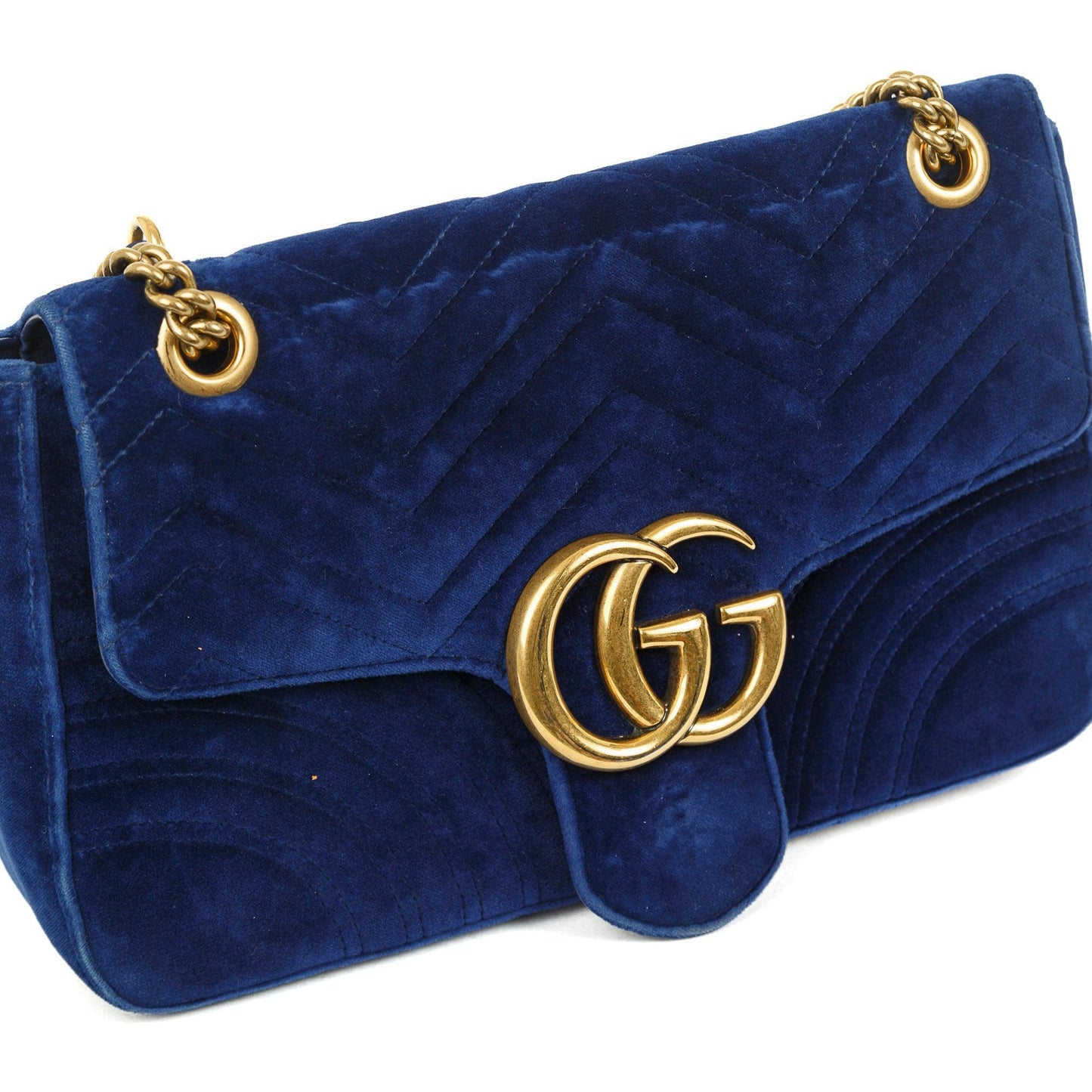 Gucci Velvet Matelasse GG Marmont Medium Shoulder Bag