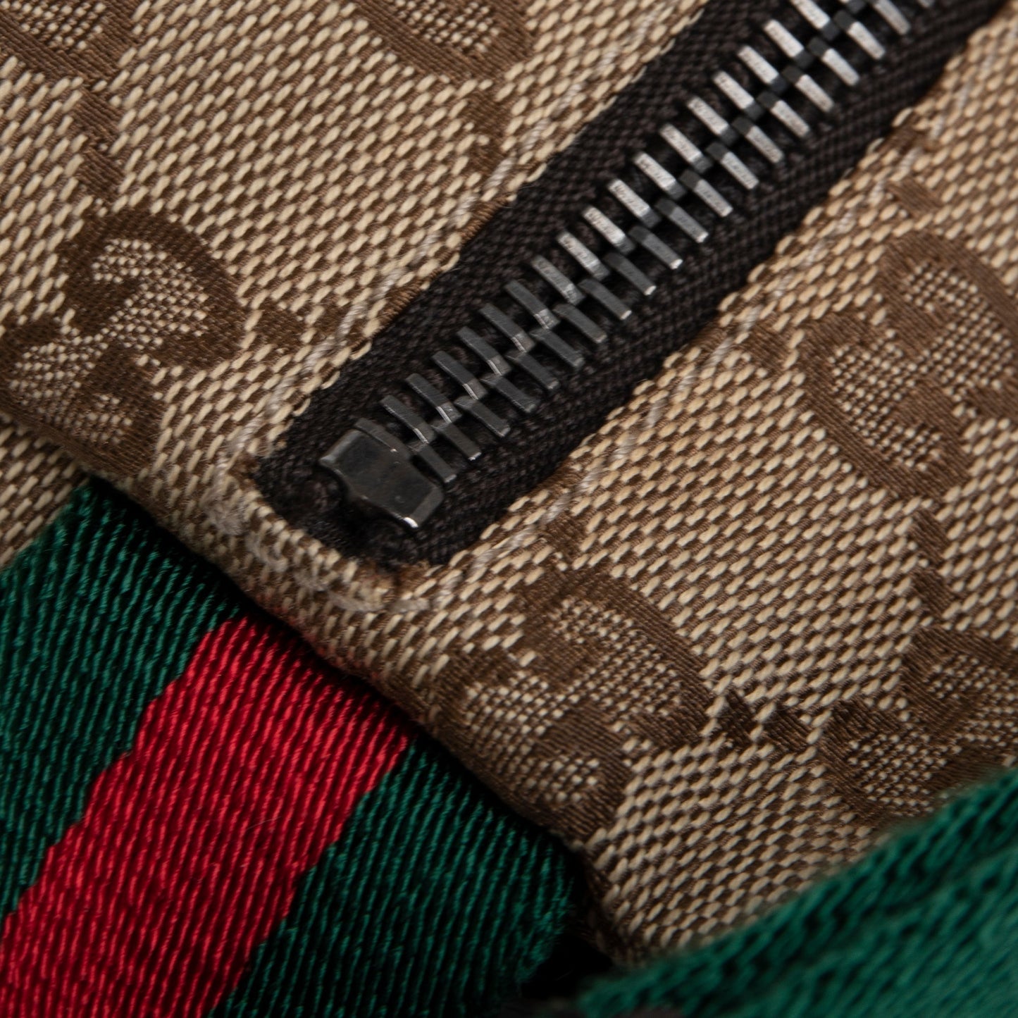 Gucci Vintage GG Canvas Double Belt Bag