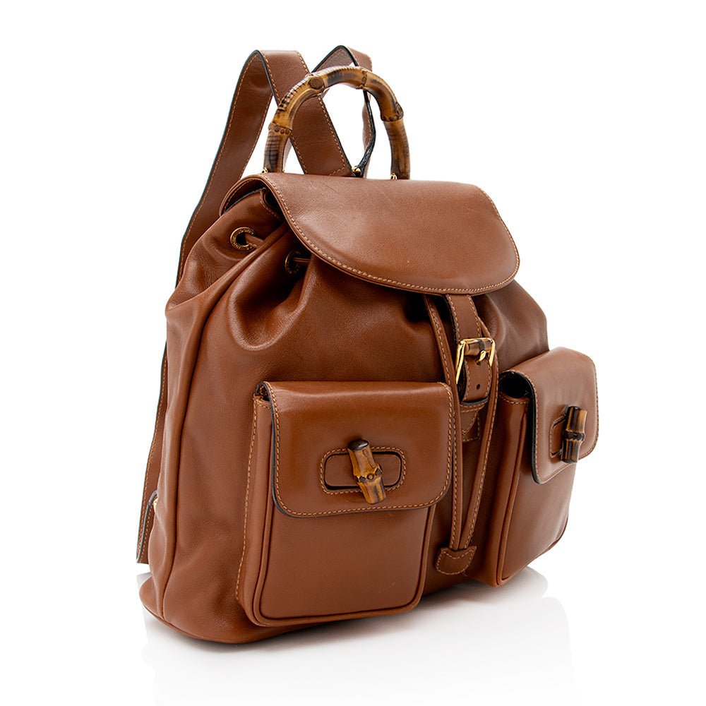 Gucci Vintage Leather Bamboo Backpack (SHF-19555)