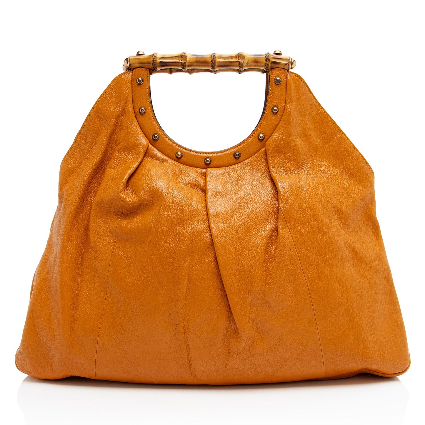 Gucci Vintage Leather Bamboo Studded Hobo