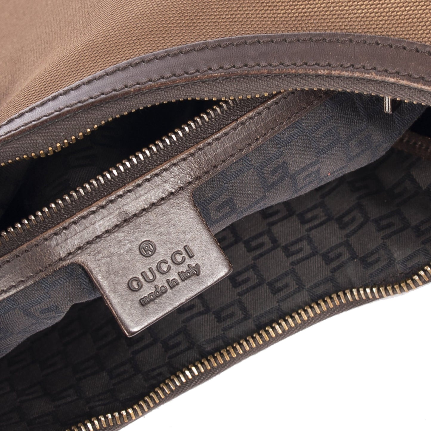Gucci Vintage Leather-Trimmed Canvas Hobo