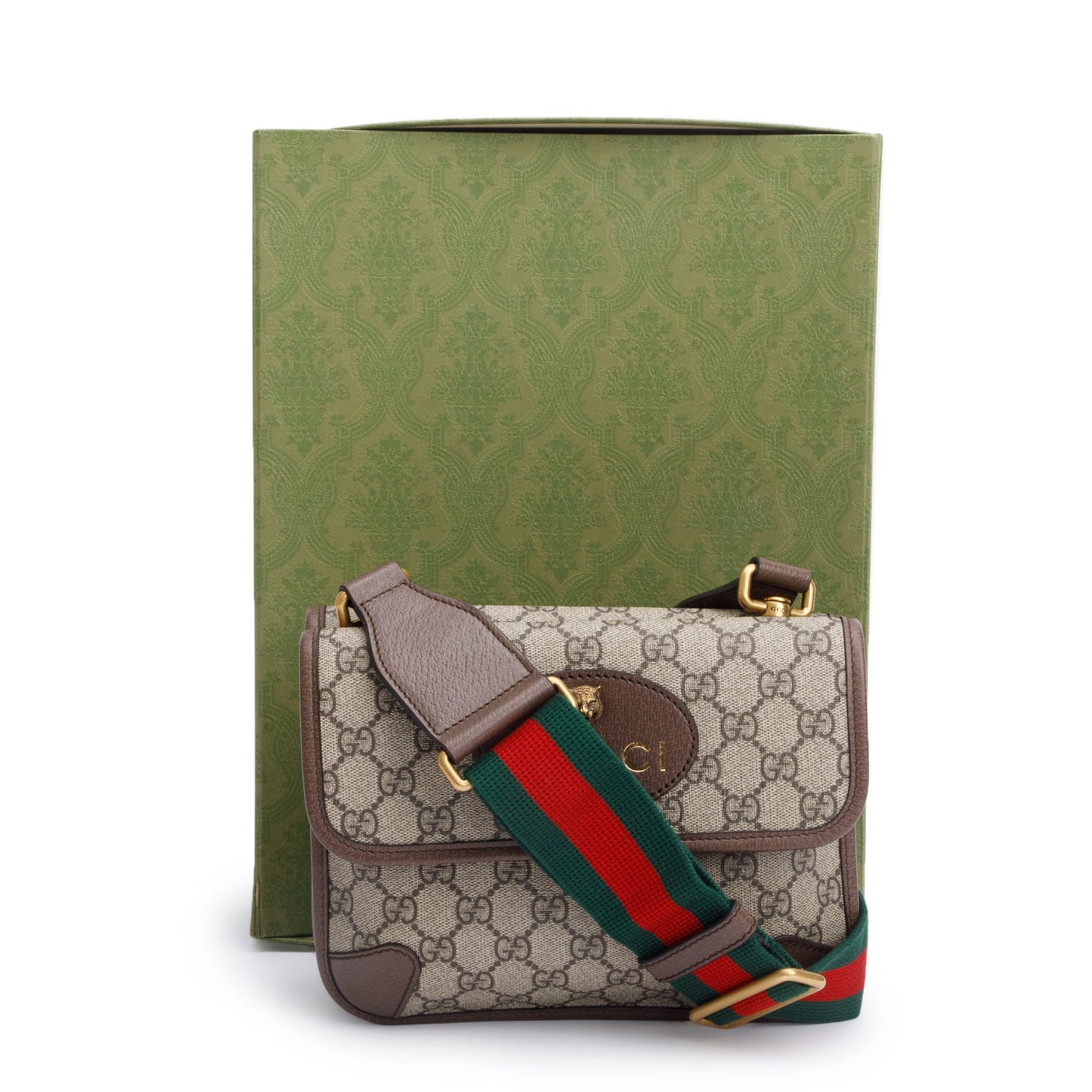 Gucci Vintage Neo GG Supreme Small Double Flap Messenger Bag