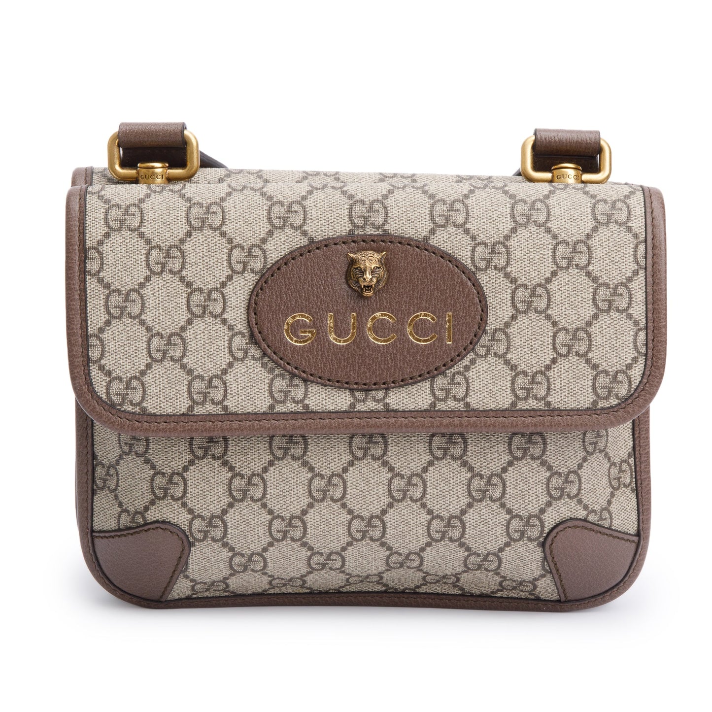 Gucci Vintage Neo GG Supreme Small Double Flap Messenger Bag