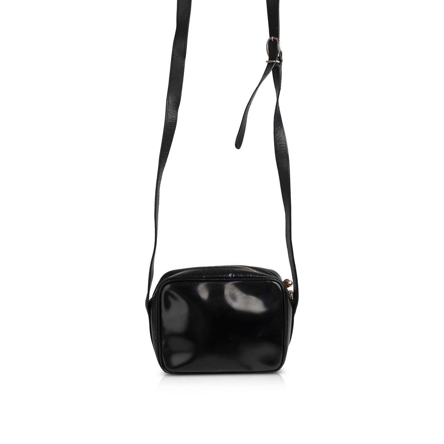 Gucci Vintage Patent Leather Bamboo Crossbody Bag