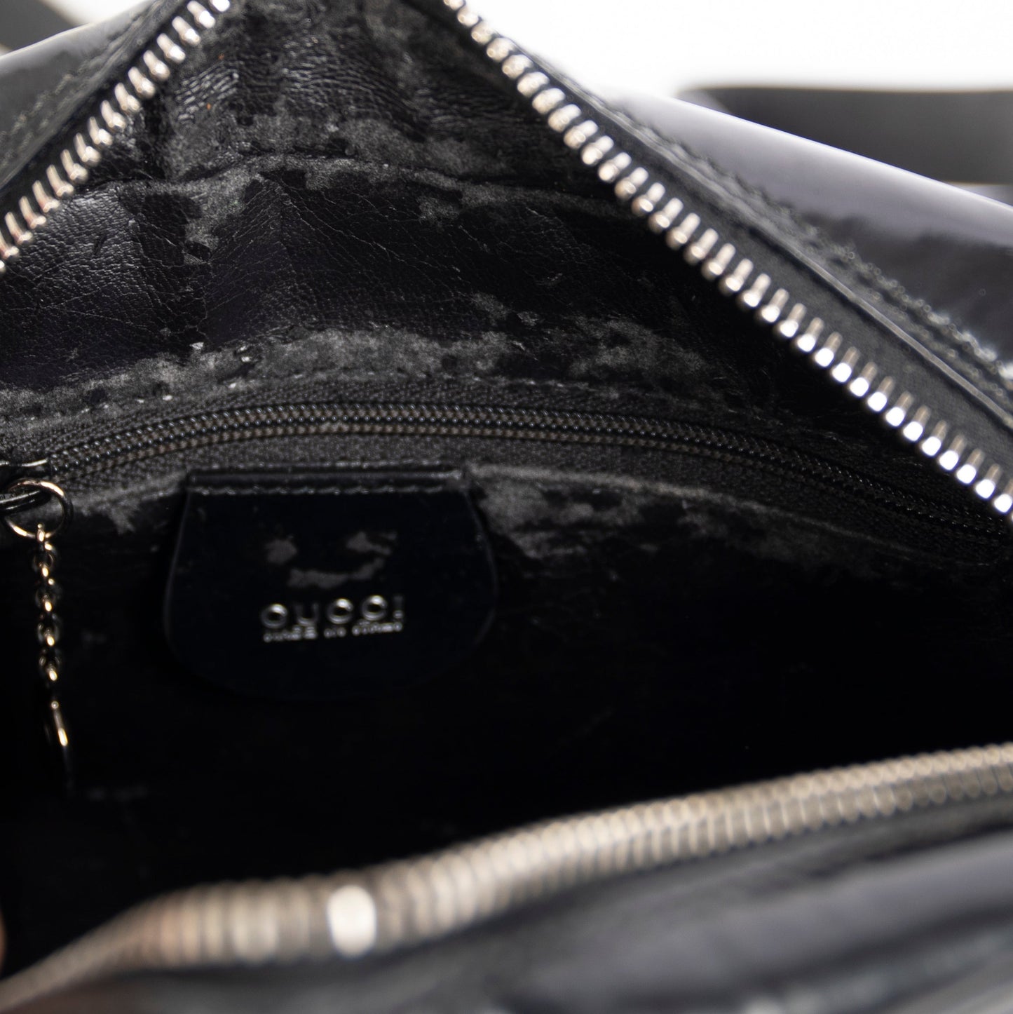 Gucci Vintage Patent Leather Bamboo Crossbody Bag