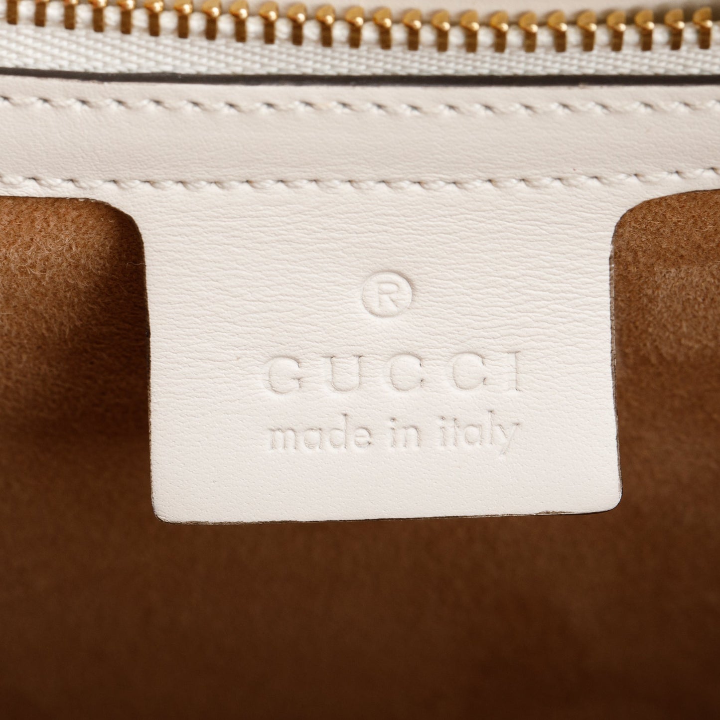 Gucci White Calfskin Leather Animal Studs Medium Sylvie Handle Bag