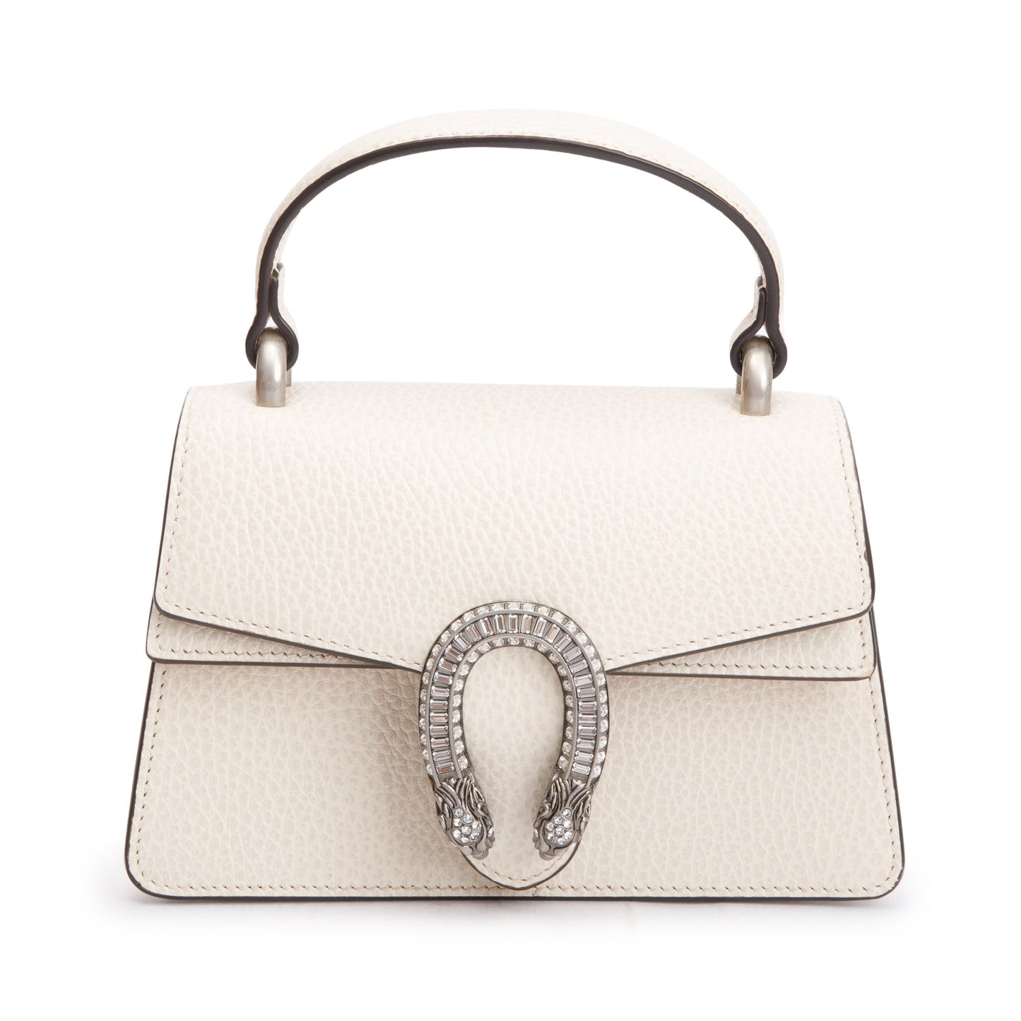 Gucci White Calfskin Leather Dionysus Mini Top Handle Bag