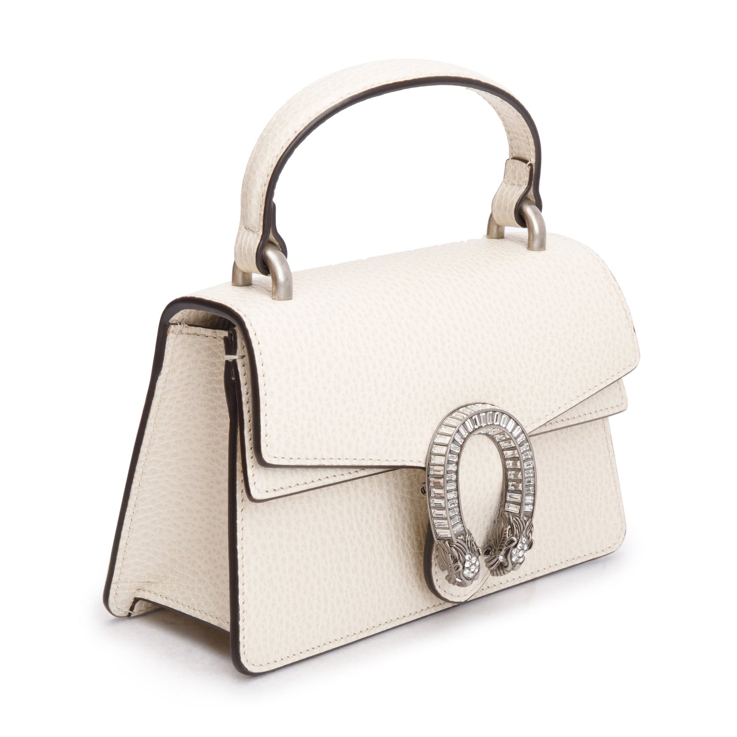 Gucci White Calfskin Leather Dionysus Mini Top Handle Bag
