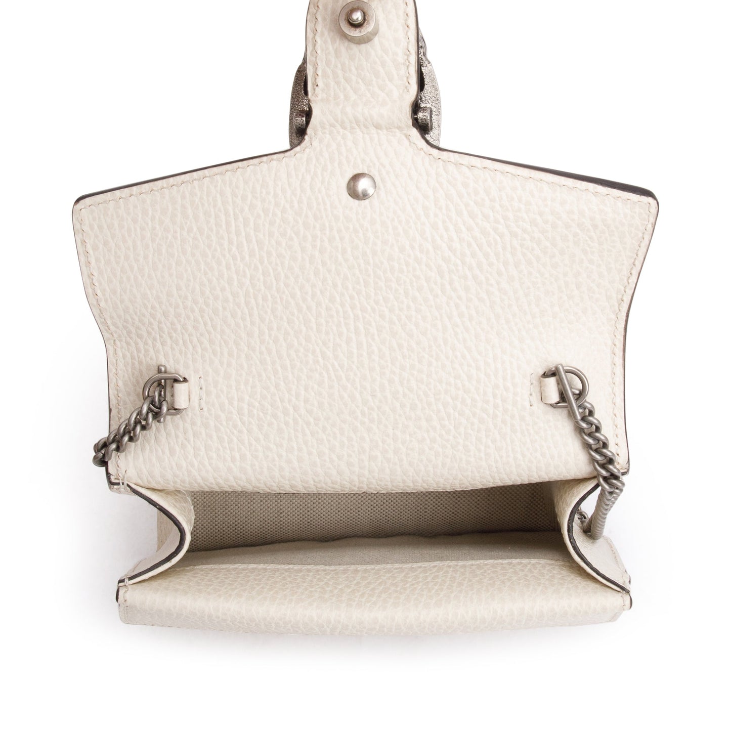 Gucci White Calfskin Leather Dionysus Mini Top Handle Bag
