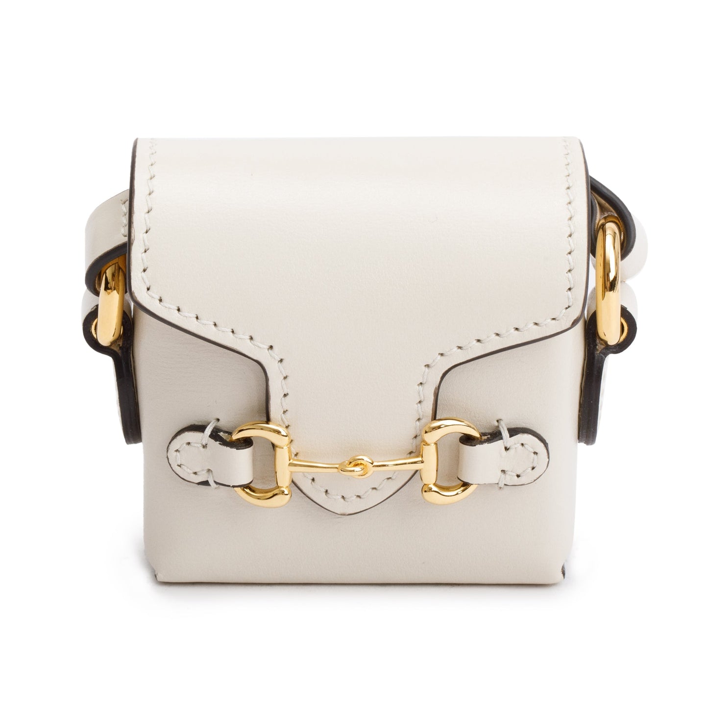 Gucci White Calfskin Leather Horsebit 1955 Airpod Case Crossbody Bag