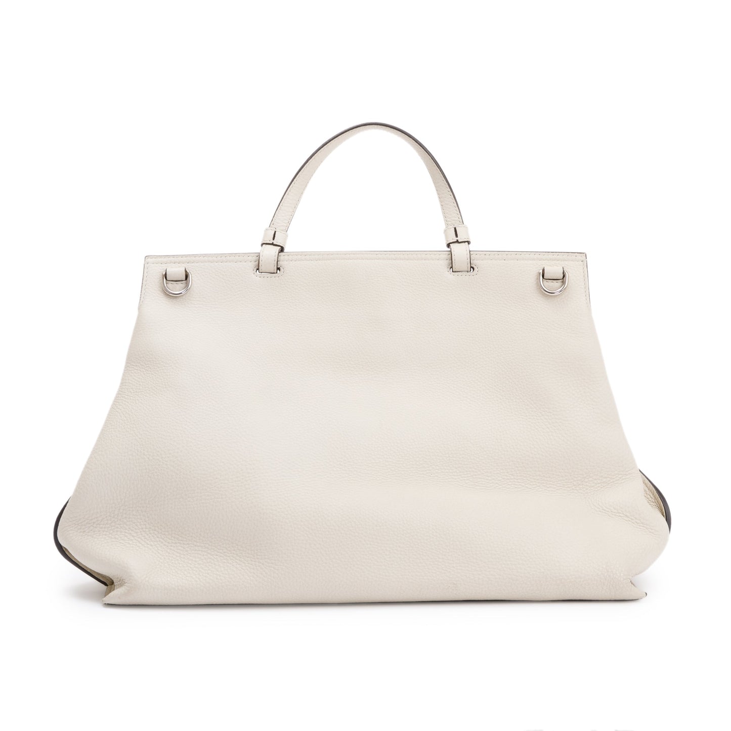 Gucci White Calfskin Leather Large Bamboo Daily Top Handle Bag