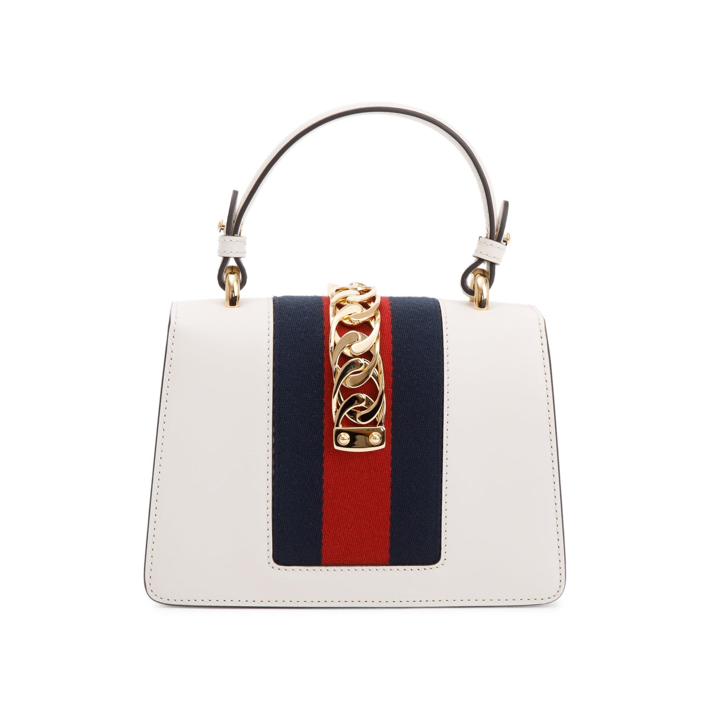 Gucci White Calfskin Leather Mini Sylvie Handle Bag