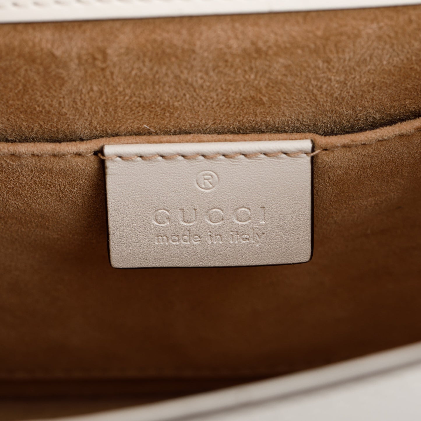 Gucci White Calfskin Leather Mini Sylvie Handle Bag
