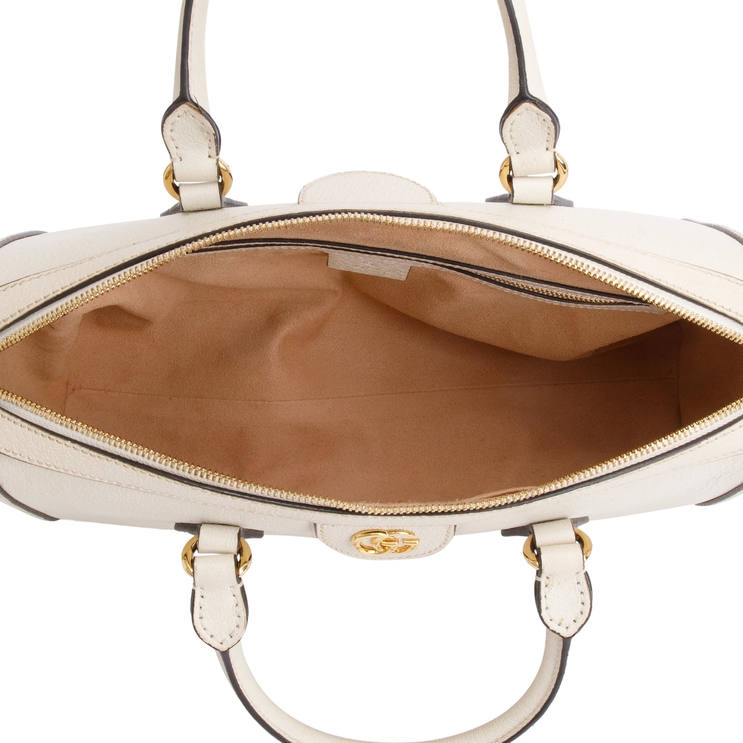 Gucci White Calfskin Leather Web Medium Ophidia Boston Bag
