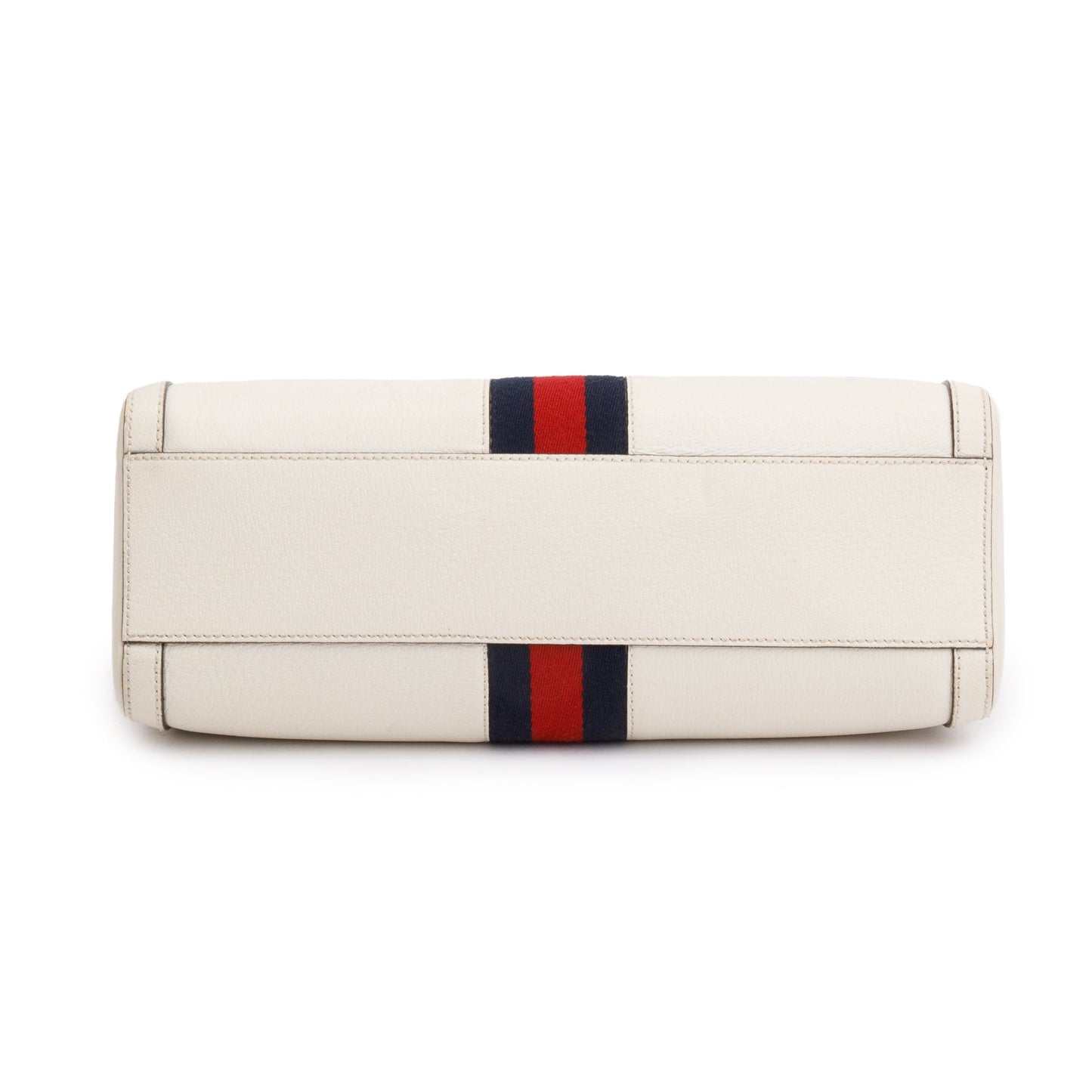 Gucci White Calfskin Leather Web Medium Ophidia Boston Bag