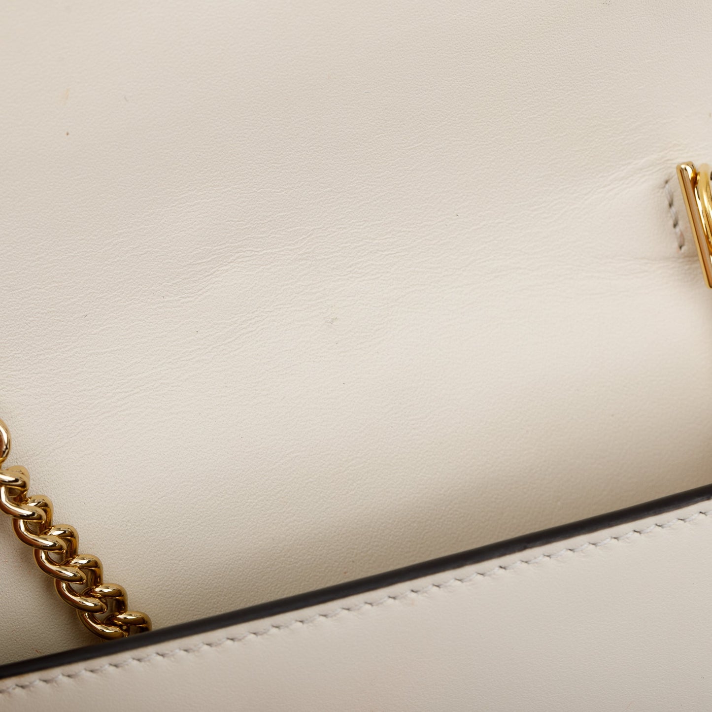 Gucci White Calfskin Leather Web Super Mini Sylvie Chain Shoulder Bag