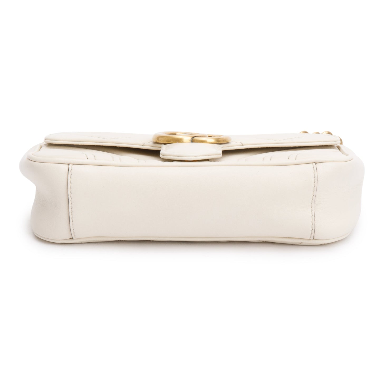 Gucci White Calfskin Matelasse GG Marmont Mini Shoulder Bag