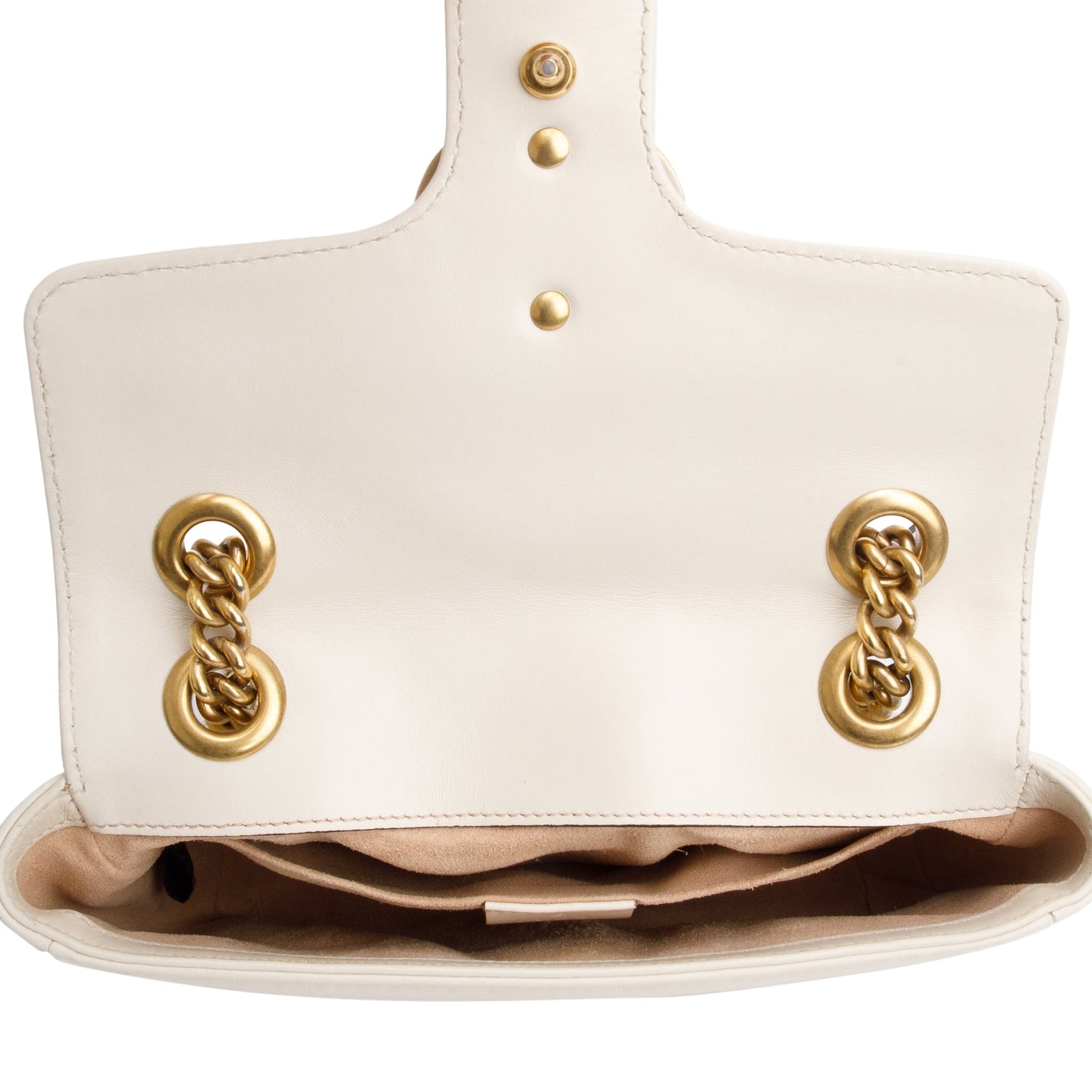 Gucci White Calfskin Matelasse GG Marmont Mini Shoulder Bag