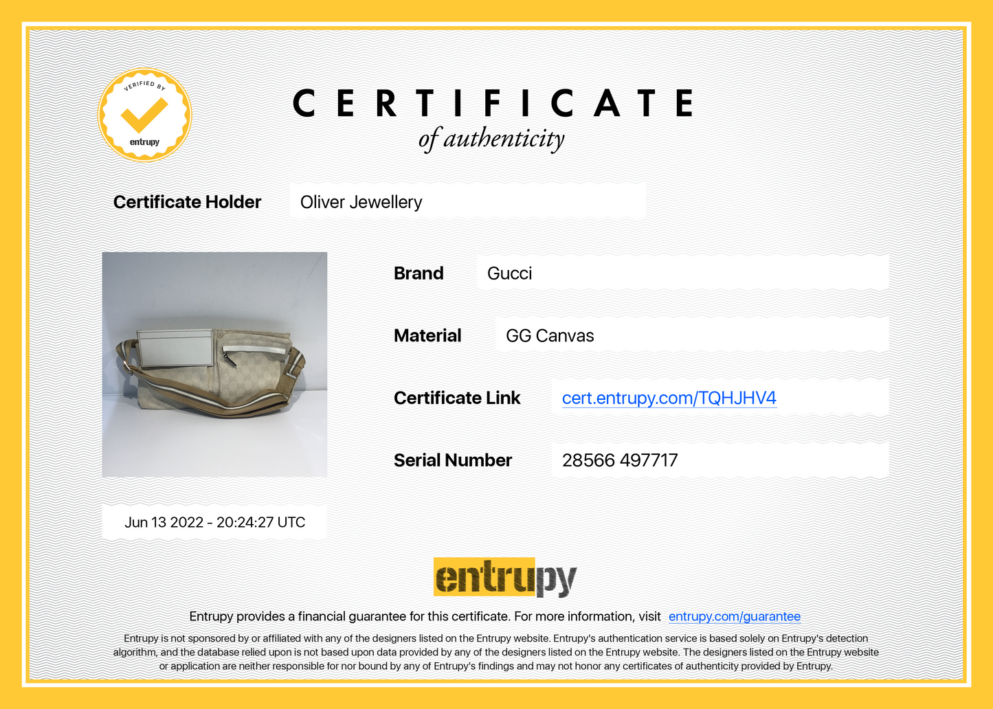 Gucci White GG Canvas Waist Bag