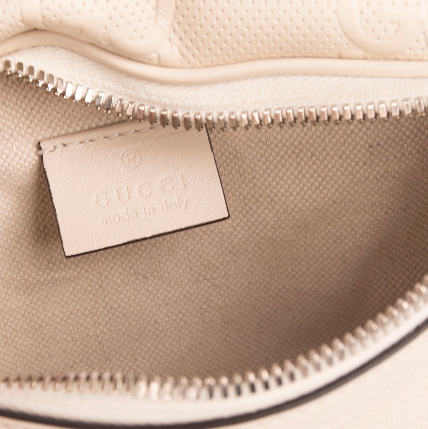Gucci White GG Embossed Belt Bag