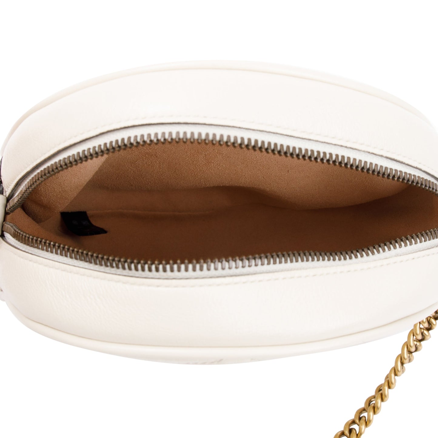 Gucci White GG Marmont Matelasse Leather Mini Round Shoulder Bag