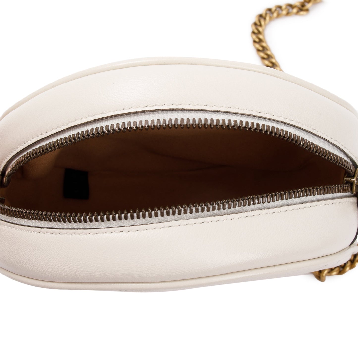 Gucci White GG Marmont Matelasse  Leather Mini Round Shoulder Bag