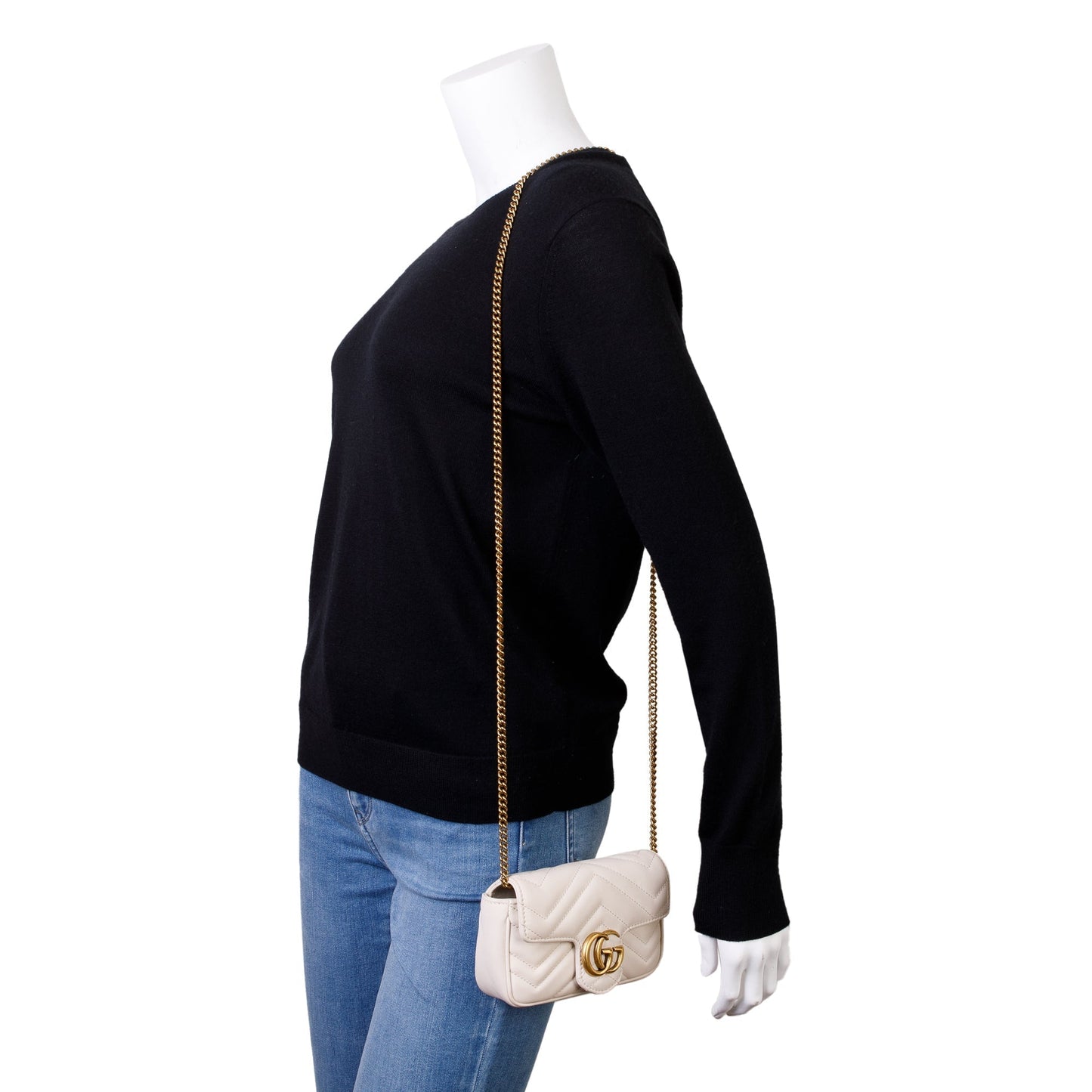 Gucci White GG Marmont Matelasse Leather Super Mini Bag