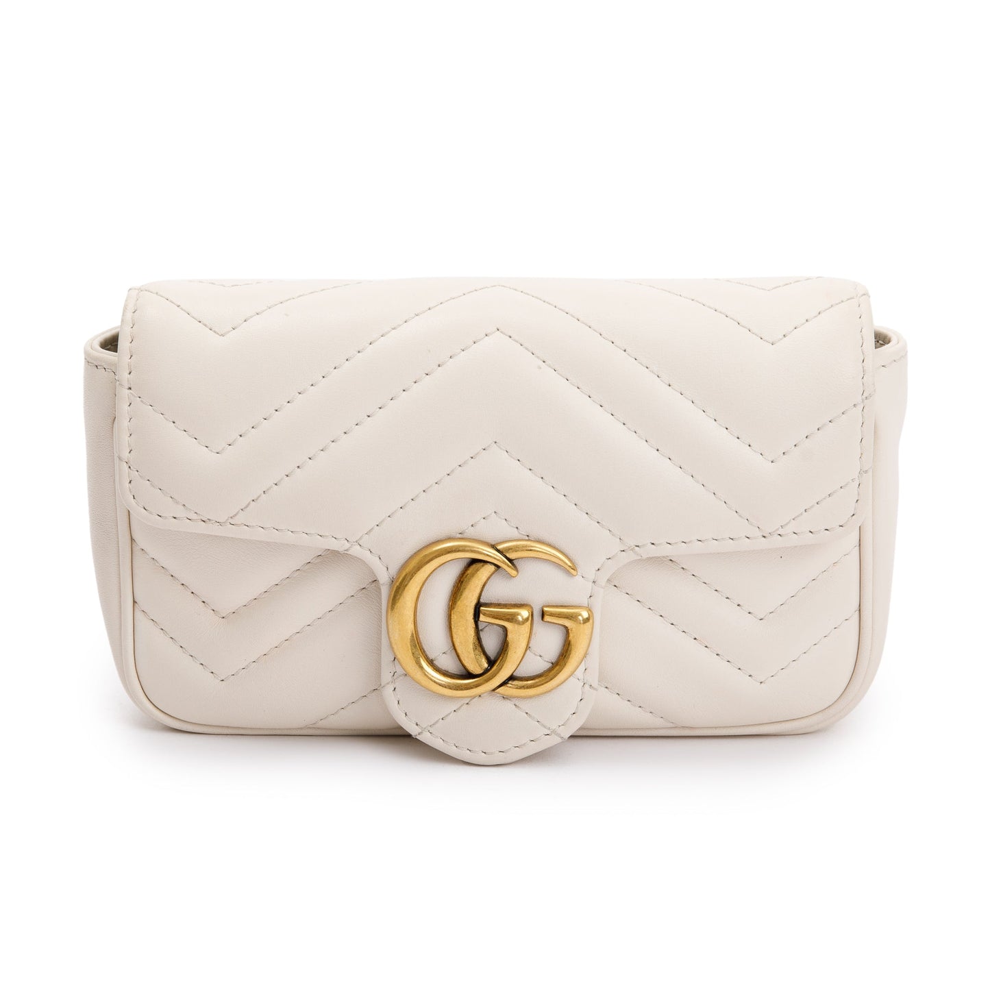 Gucci White GG Marmont Matelasse Leather Super Mini Bag