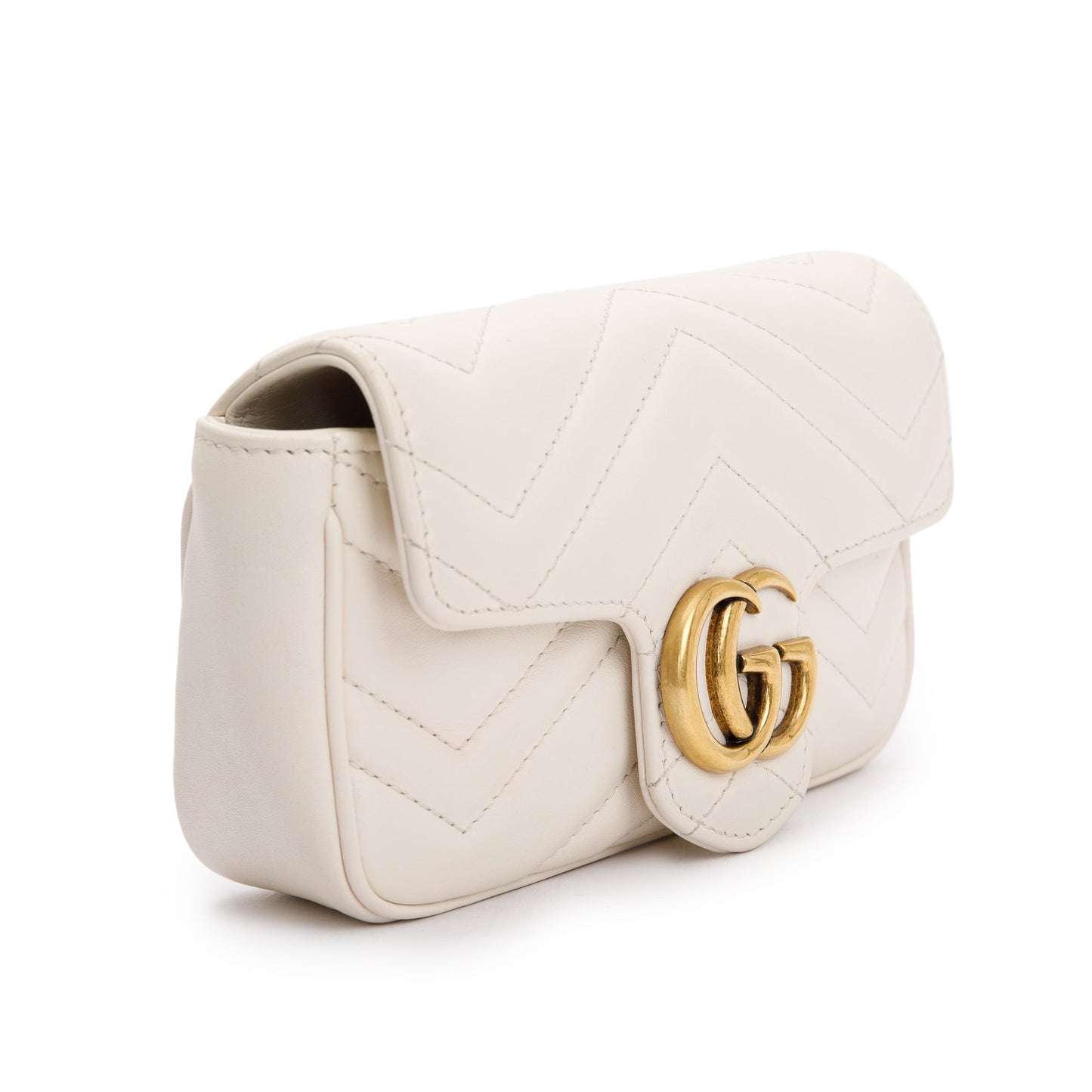Gucci White GG Marmont Matelasse Leather Super Mini Bag