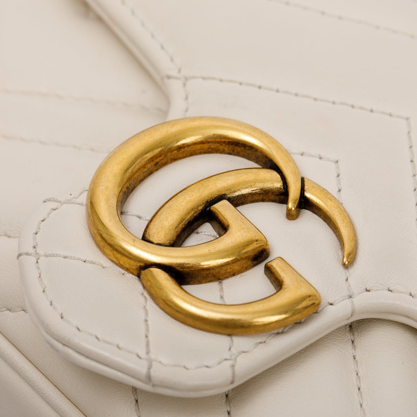 Gucci White GG Marmont Matelasse Leather Super Mini Bag