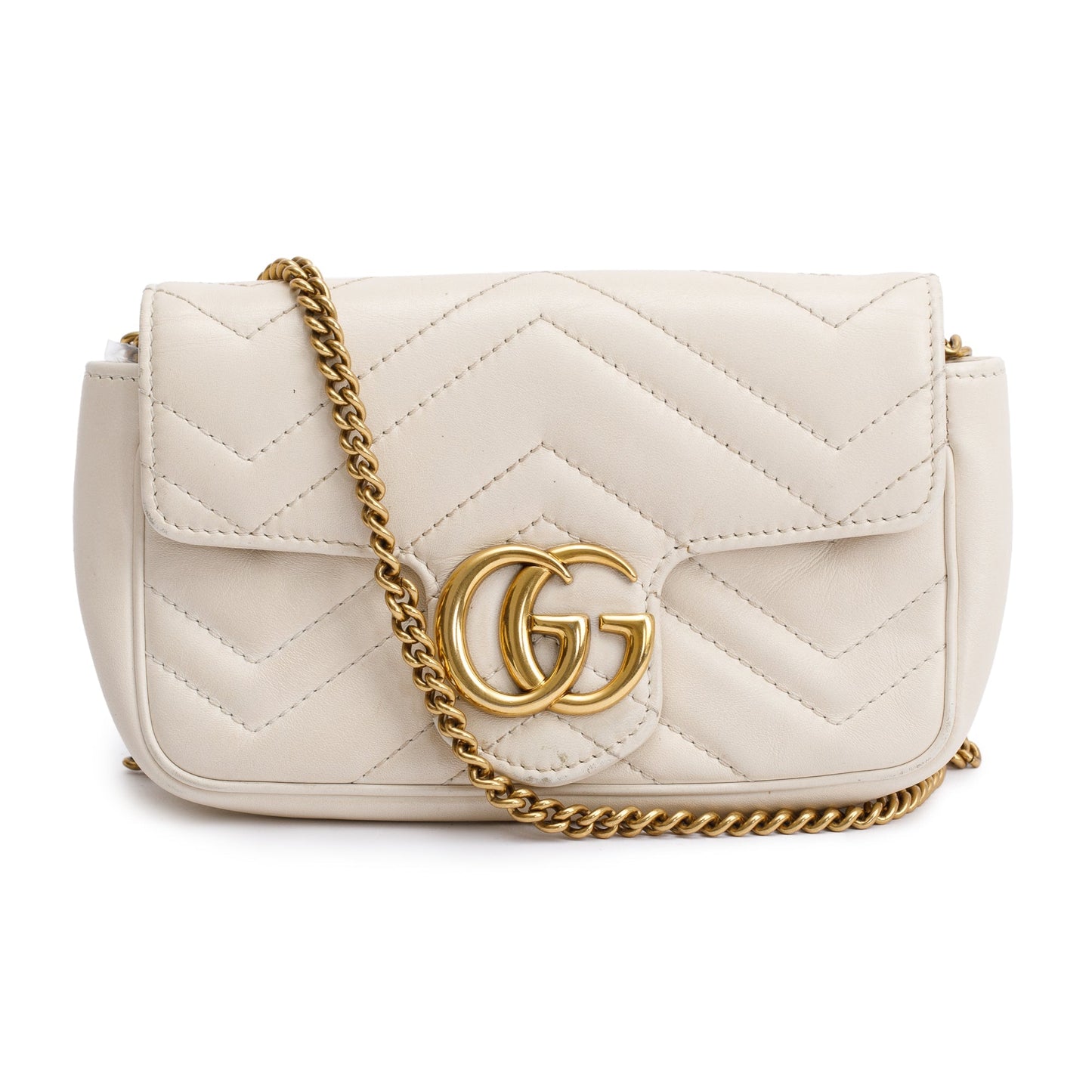 Gucci White GG Marmont Matelasse Leather Super Mini Bag