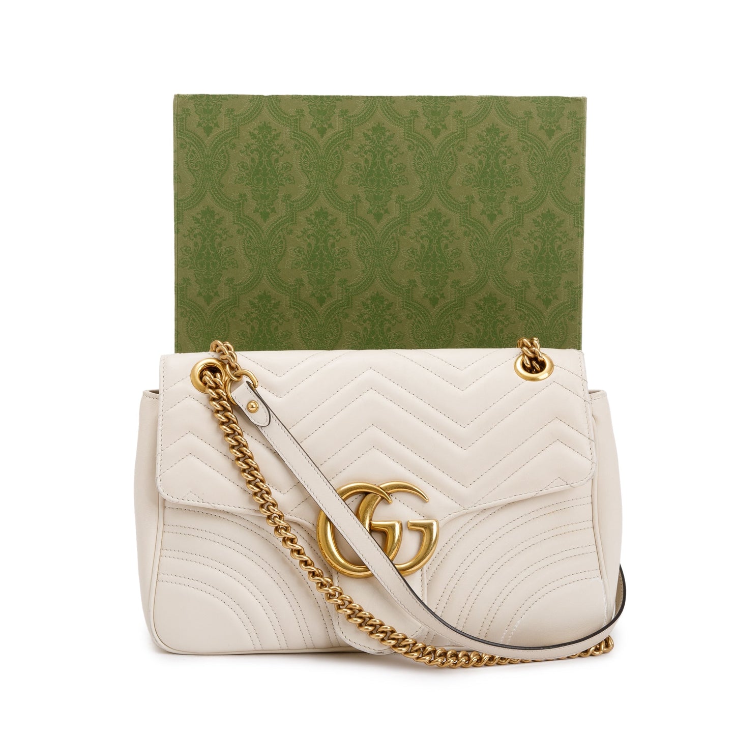 Gucci White GG Marmont Matelasse Medium Shoulder Bag